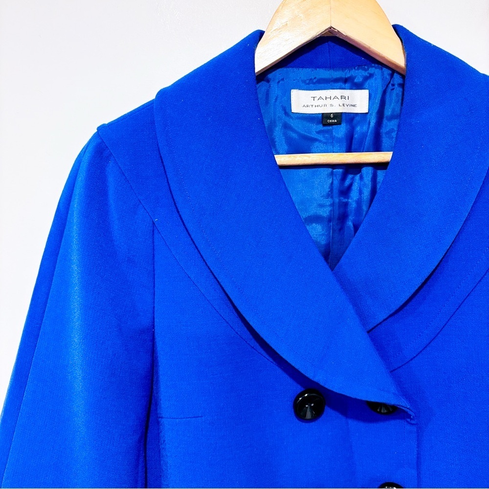 TAHARI ASL Indigo Cropped Blazer Double Breasted Jacket‎ Size 6 - Picture 8 of 10